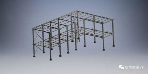 工业建筑使用的钢支架模型3d图纸 stp格式